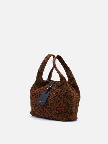 PAZZION, Sable Suede Leopard-Print Bag, Brown